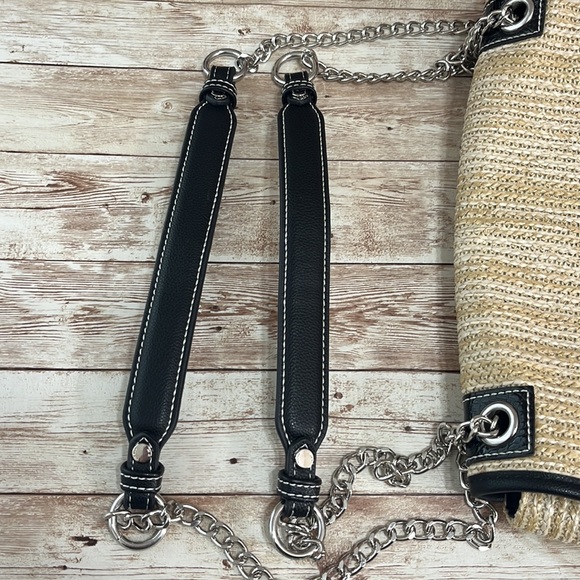 Steve Madden Woven Purse with Leather Straps Tan and Brown - Picture 12 of 12